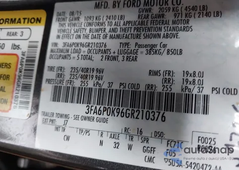 2016 Ford Fusion Titanium из США, поврежденный, VIN 3FA6P0K96GR210376